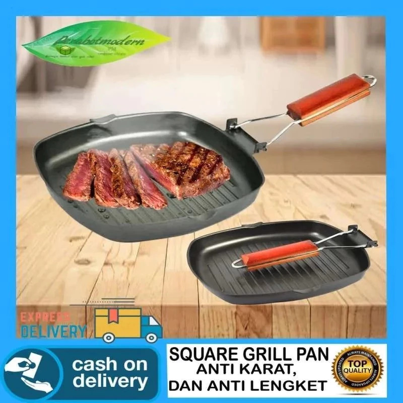 Panggangan Aquare Grill Pan Non Stick /Teflon Pemangga Wajan Bakaran Sosis