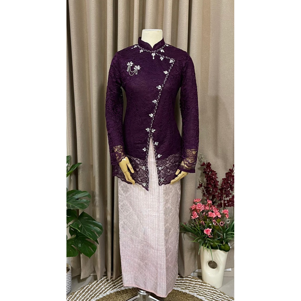 Kebaya Janggan - Setelan Songket - Kebaya brokat Payet Mewah - Seragam Keluarga - Kebaya Wisuda - Ba
