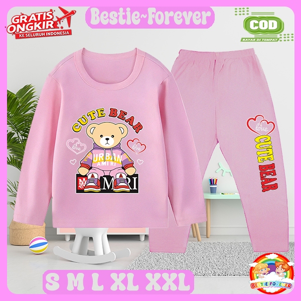 Baju Tidur Anak Perempuan/Laki-Laki Motif sweet tambera cute Bear Setelan Panjang Anak Cewek/Cowok P