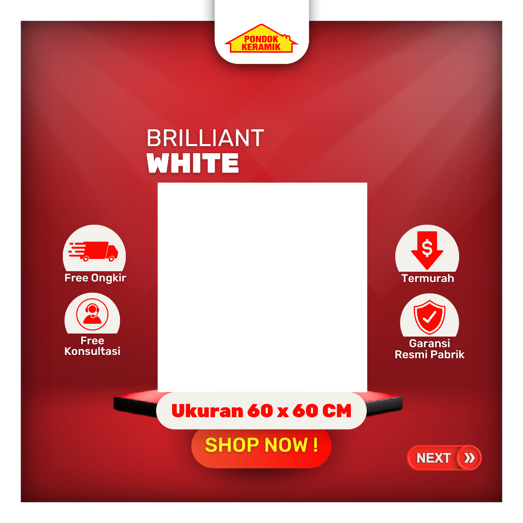 Granit Lantai 60x60 Brilliant White Glossy Putih Polos