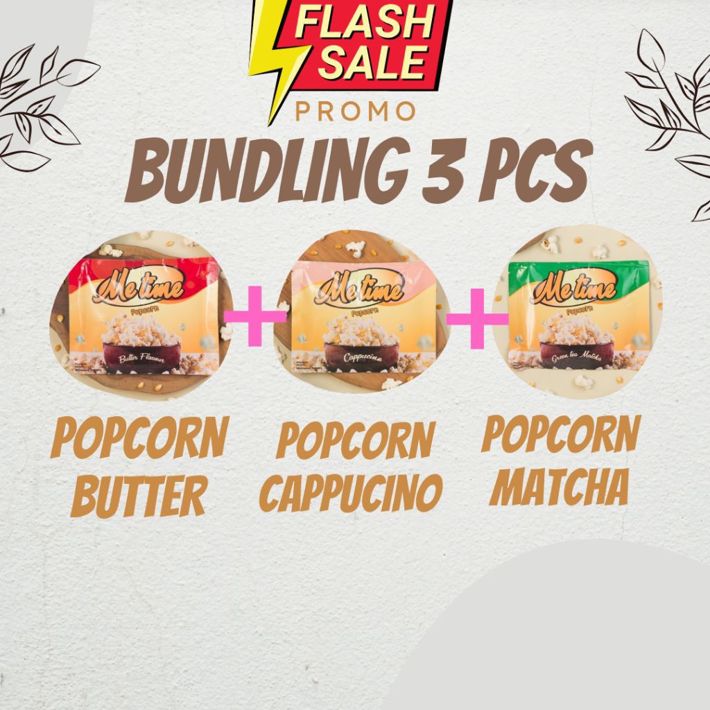 

Flash Sale termurah paket bundling Popcorn Butter+Popcorn Cappucino+popcorn matcha