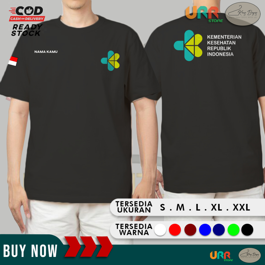 Kaos Tshirt Kementrian Kesehatan KEMENKES Gratis Tambah Nama | Baju Distro Kementrian Kesehatan DTF 