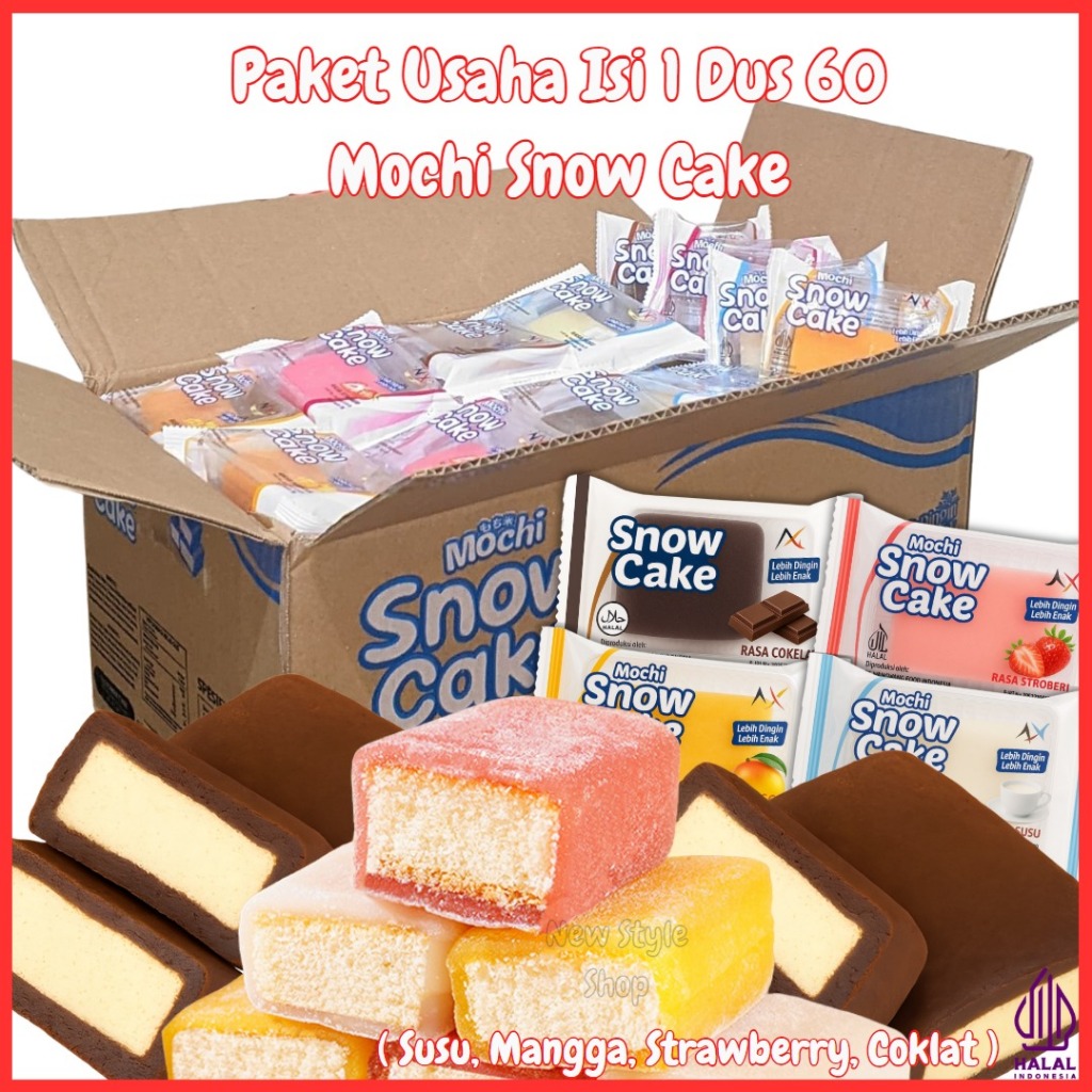 

[PROMO GROSIR] 1 Dus Mochi Snow Cake isi 60 Pcs @28g Mochi Snow Cake Kue Nagasaki Mochi Viral Strawberry Mangga Susu Coklat