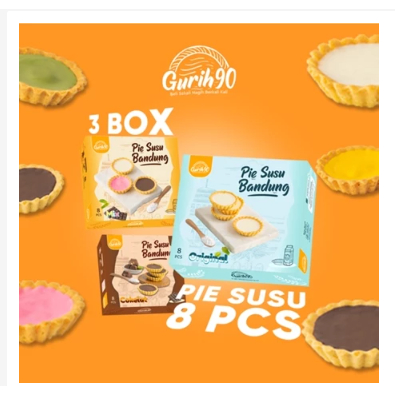 

Pie Susu Khas Bandung 8pcs | Pai Susu | Camilan | Kue kering | Coklat Ori Lemon Mix