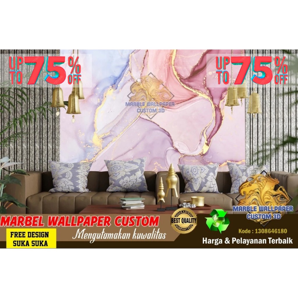 Wallpaper Custom 3D Tema Marmer | Wallpaper Dining Room Marmer | Wallpaper Ruang Makan Marmer | Wall