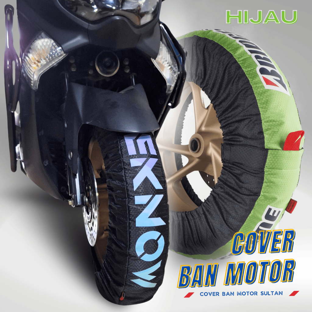 Cover Ban Motor HIJAU HITAM / Sarung Ban Motor