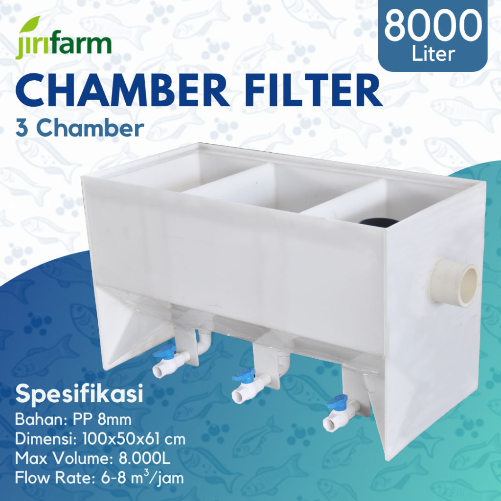 JIRIFARM - Filter Kolam Ikan Koi 3 Chamber Filter Bahan PP Putih Tebal 8 mm