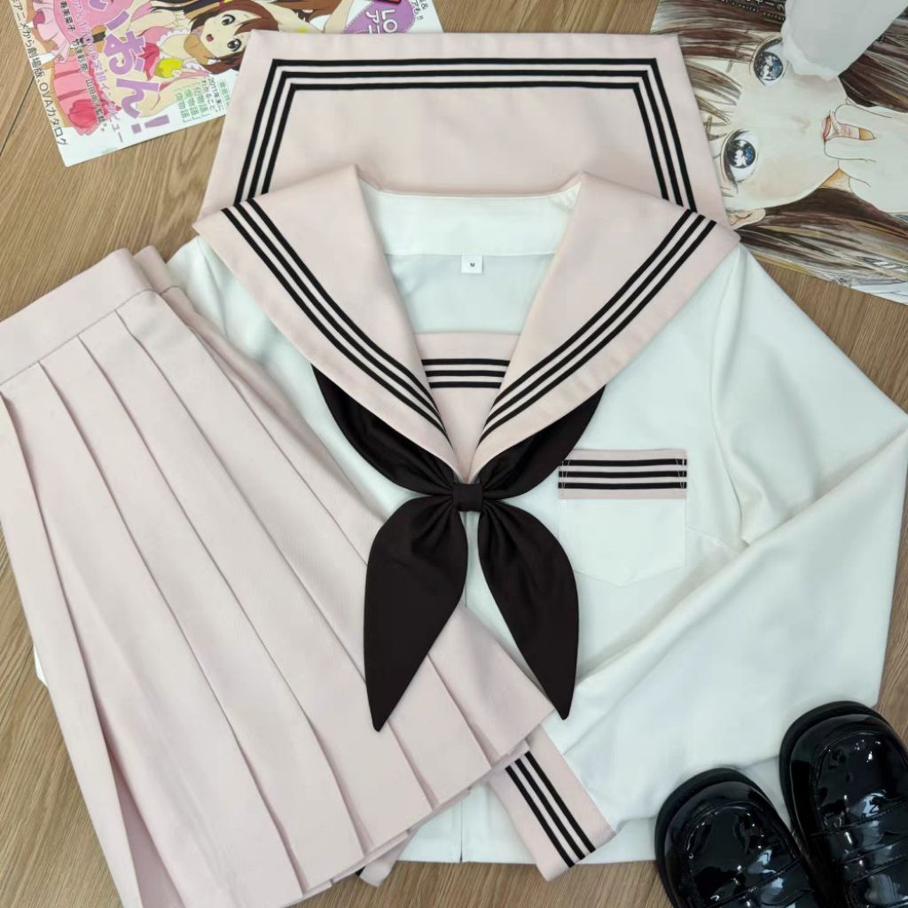 seifuku - seragam sekolah jepang pink pastel lengan panjang