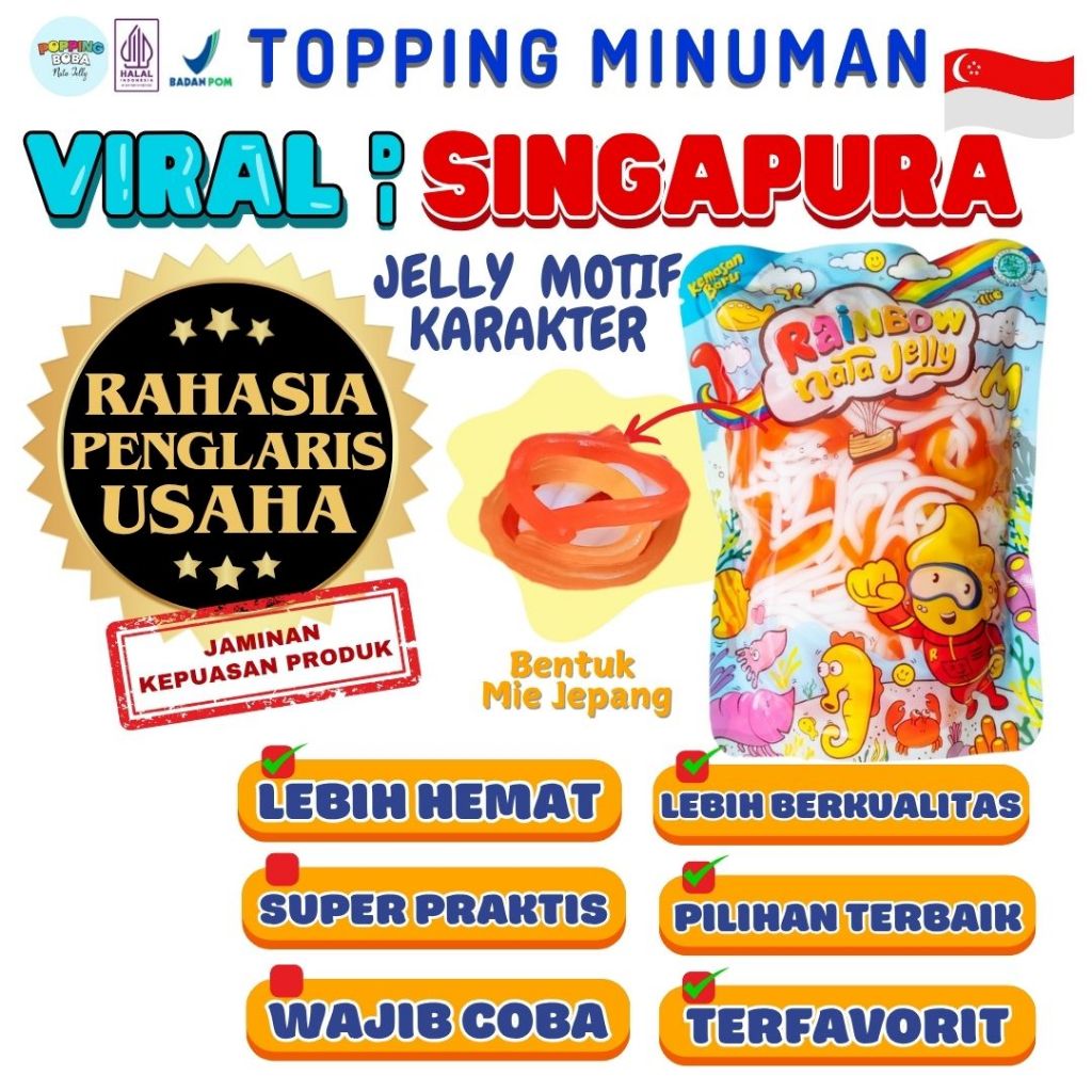 

Jelly Motif Karakter Topping Minuman - Jelly Bentuk Mie Jepang Cocok Untuk Semua Minuman | Popping Boba Meletus Pecah Dimulut Nata Jelly