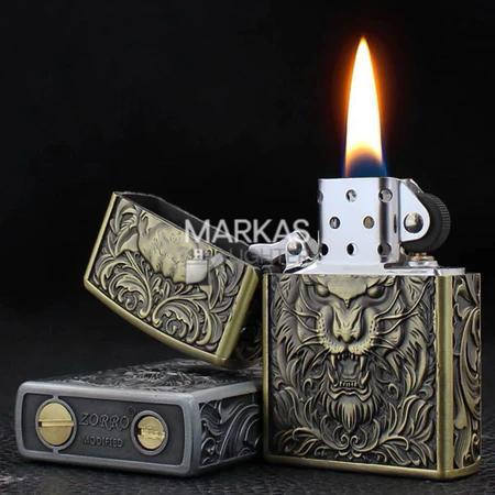 KOREK API ZP ZORRO MOTIF GRAFIR UKIRAN SINGA KOLEKSI KOREK API ANTIK ISI ULANG MINYAK