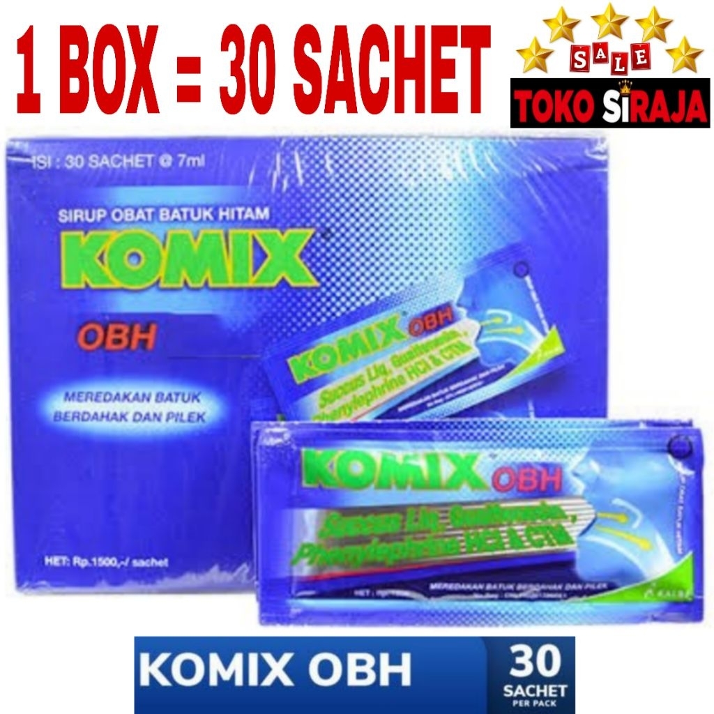 KOMIX OBH SACHET 1 BOX 30 SACHET / SIRUP OBAT BATUK HITAM KOMIX OBH PER BOX ISI 30 SACHET