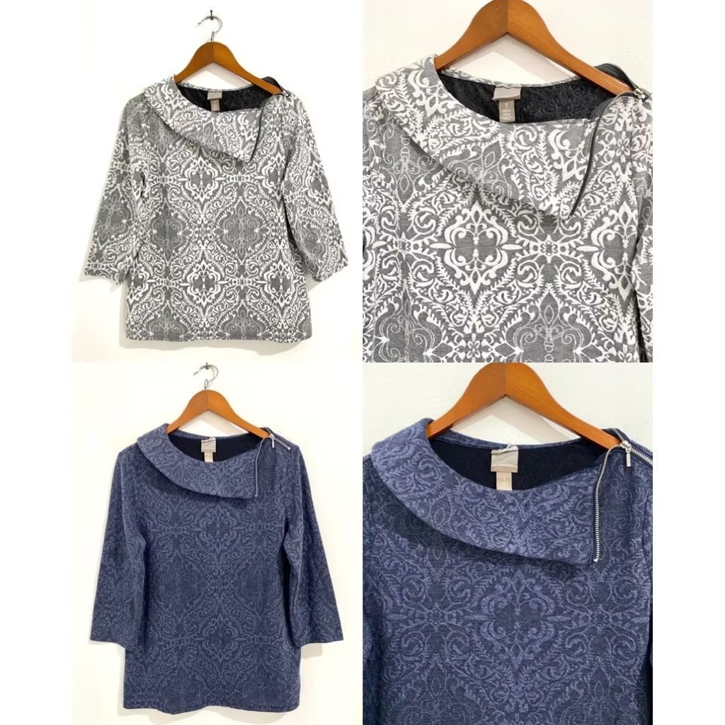 Branded blus atasan brukat Chicos / MAURICES lace front blouse (hijau)