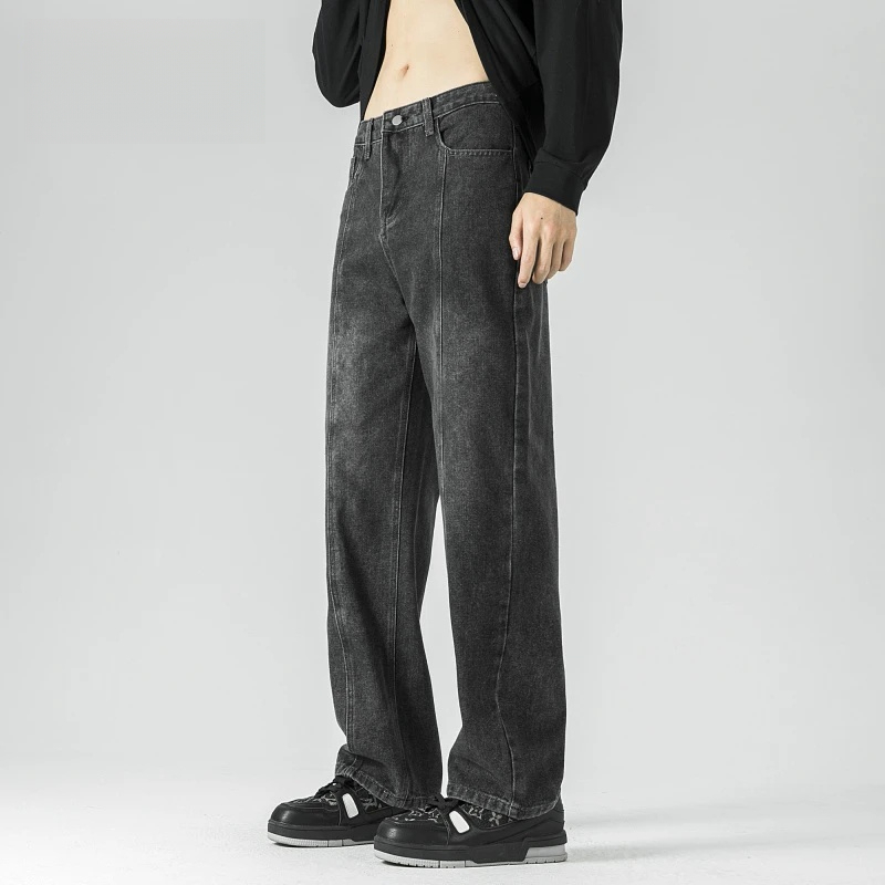Celana Jeans Pria Abu-Abu Hitam Baggy Pants