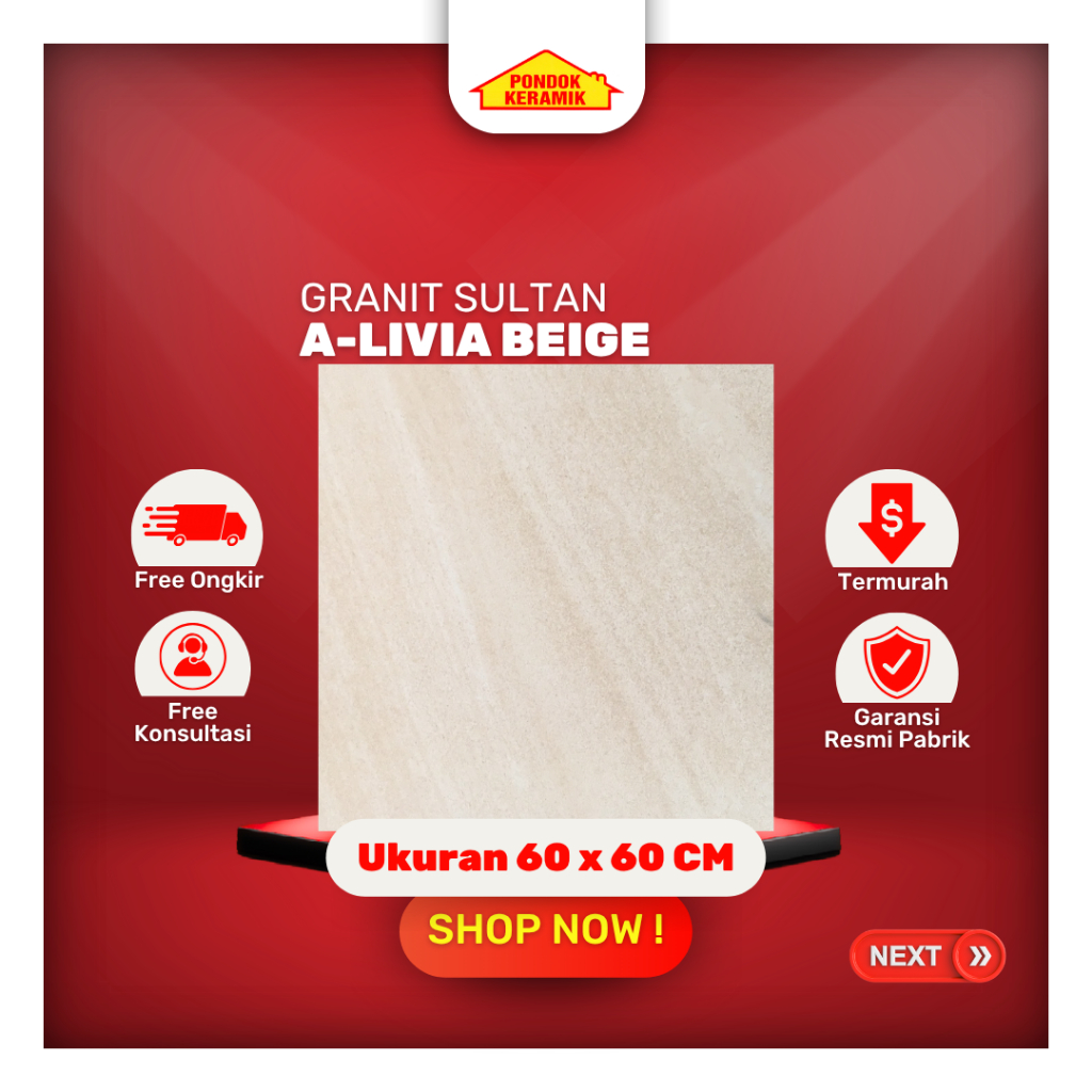 Granit Lantai Sultan 60x60 Livia Beige Matte Coklat Muda