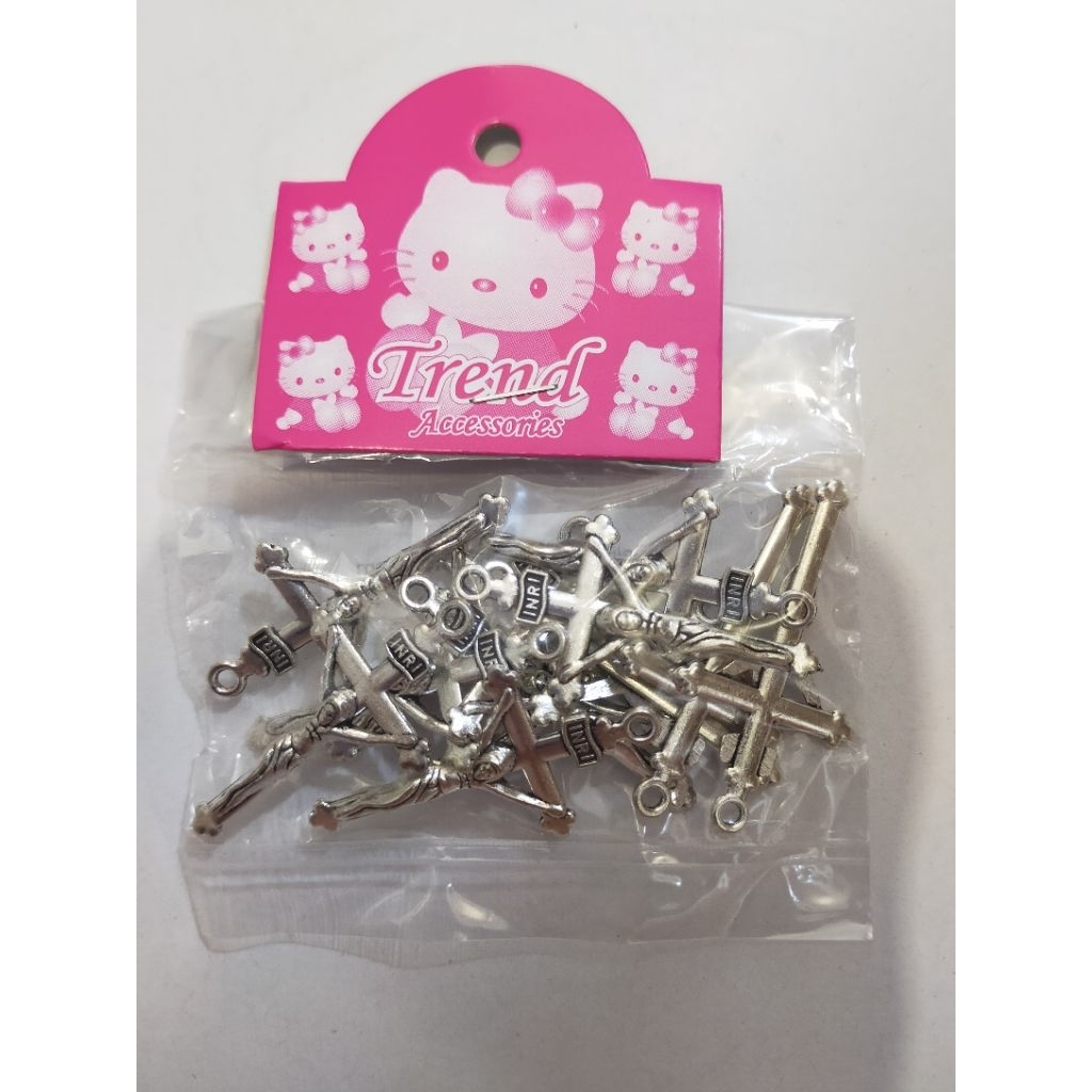 Salib Rosario Pipih Bunga 3cm - Salib Rosario - Liontin Rosario - Bahan Rosario - Liontin