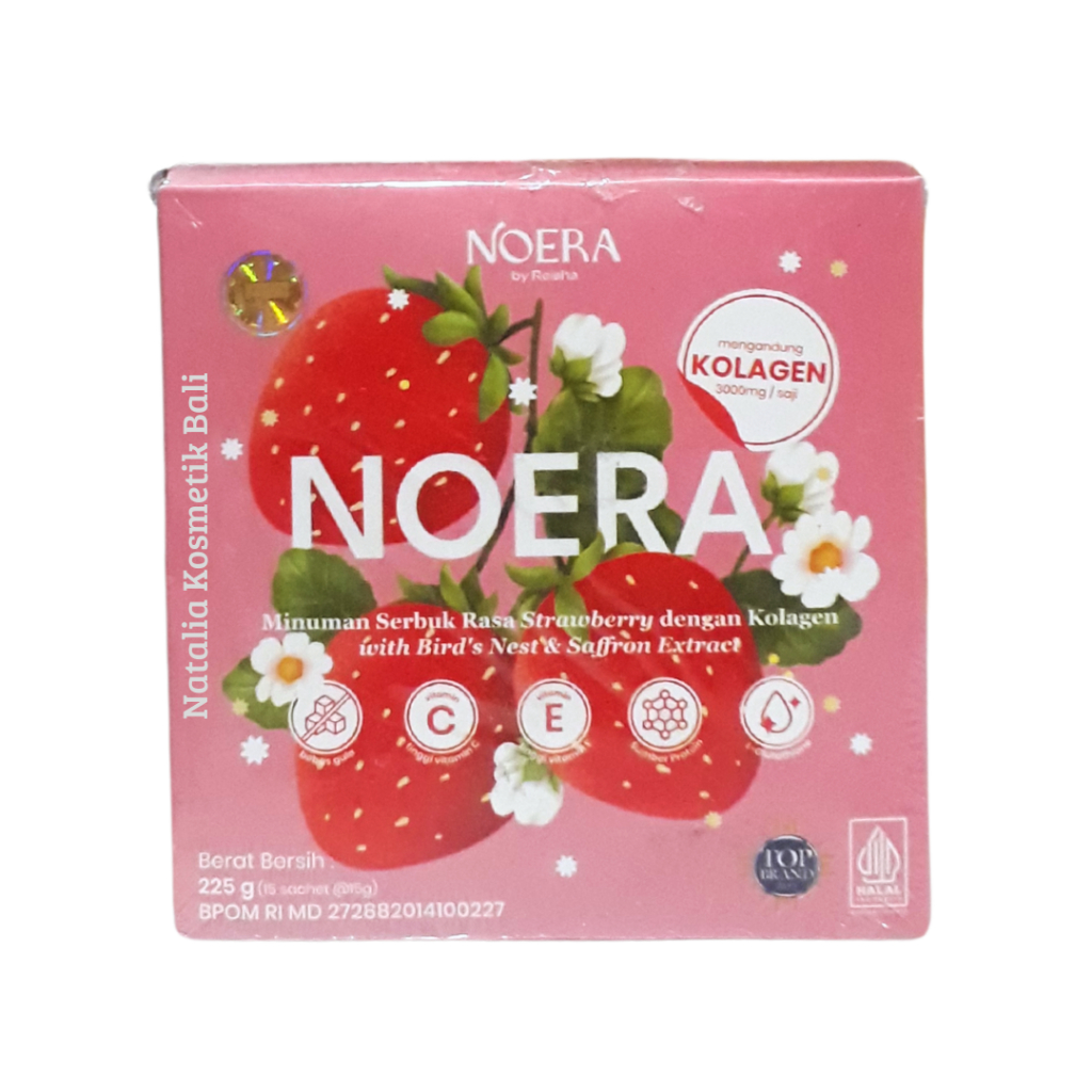 

Noera Minuman Serbuk Rasa Stoberi 225 g - (15 Sachet @15g) - Mengandung Kolagen 3000mg/saji -Bebas Gula