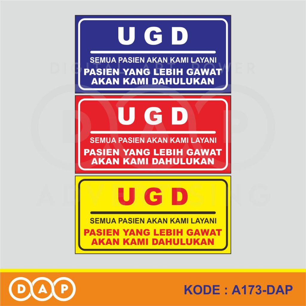 

A173 - Acrylic Sign, Stiker Akrilik UGD, Tahan Air, Tidak Pudar, Termurah, dan Bisa Custom
