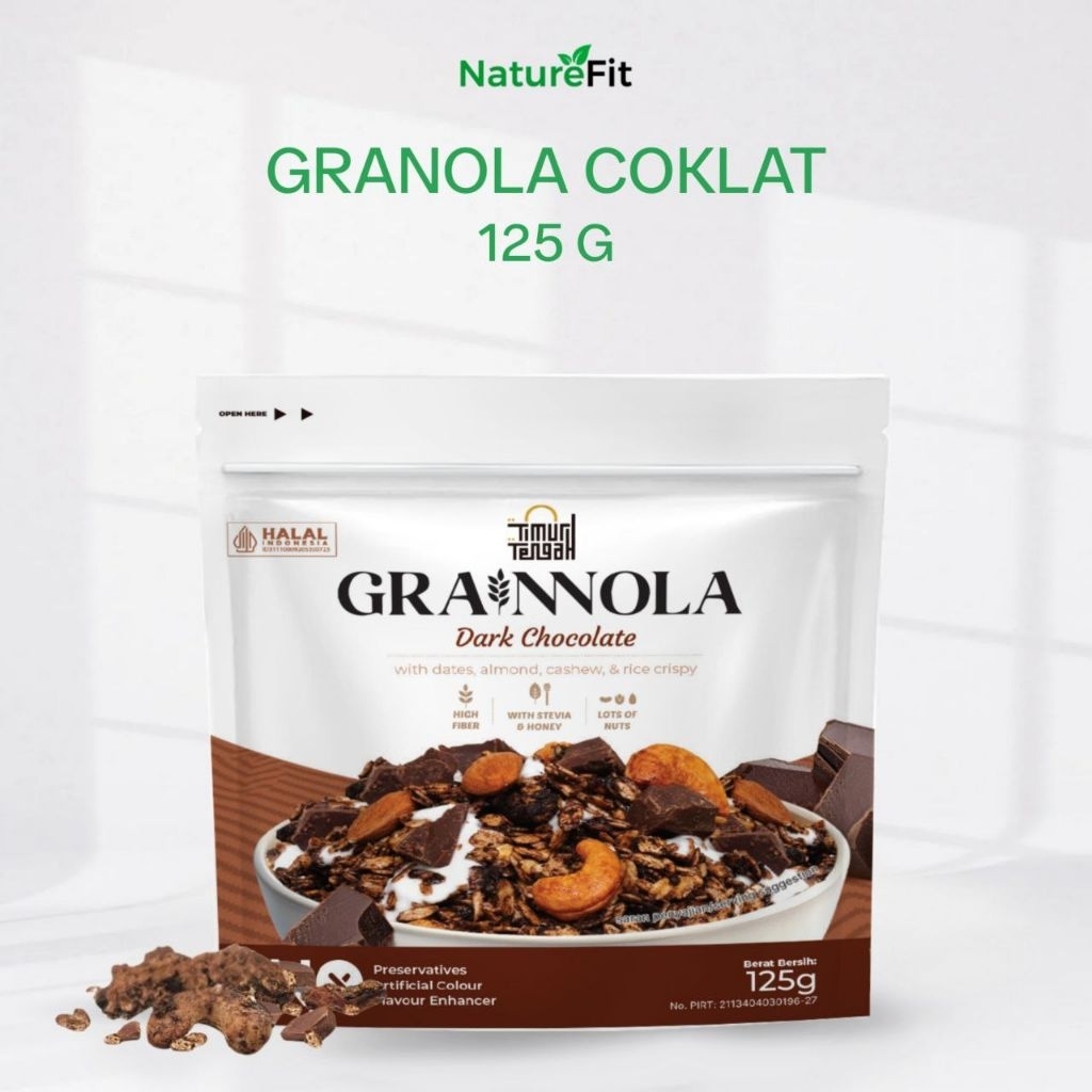 

Grainnola Timur Tengah Dark Chocolate 125 Gram Granola Cemilan Sehat Rendah Kalori Sereal & Snack