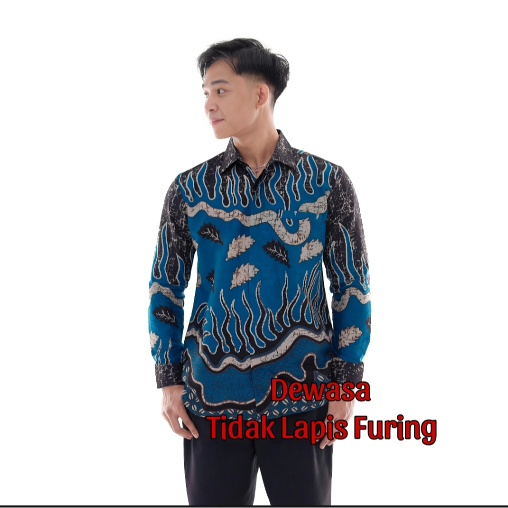 Kemeja Batik Pria Dewasa Motif Iguana Emerlad Blue