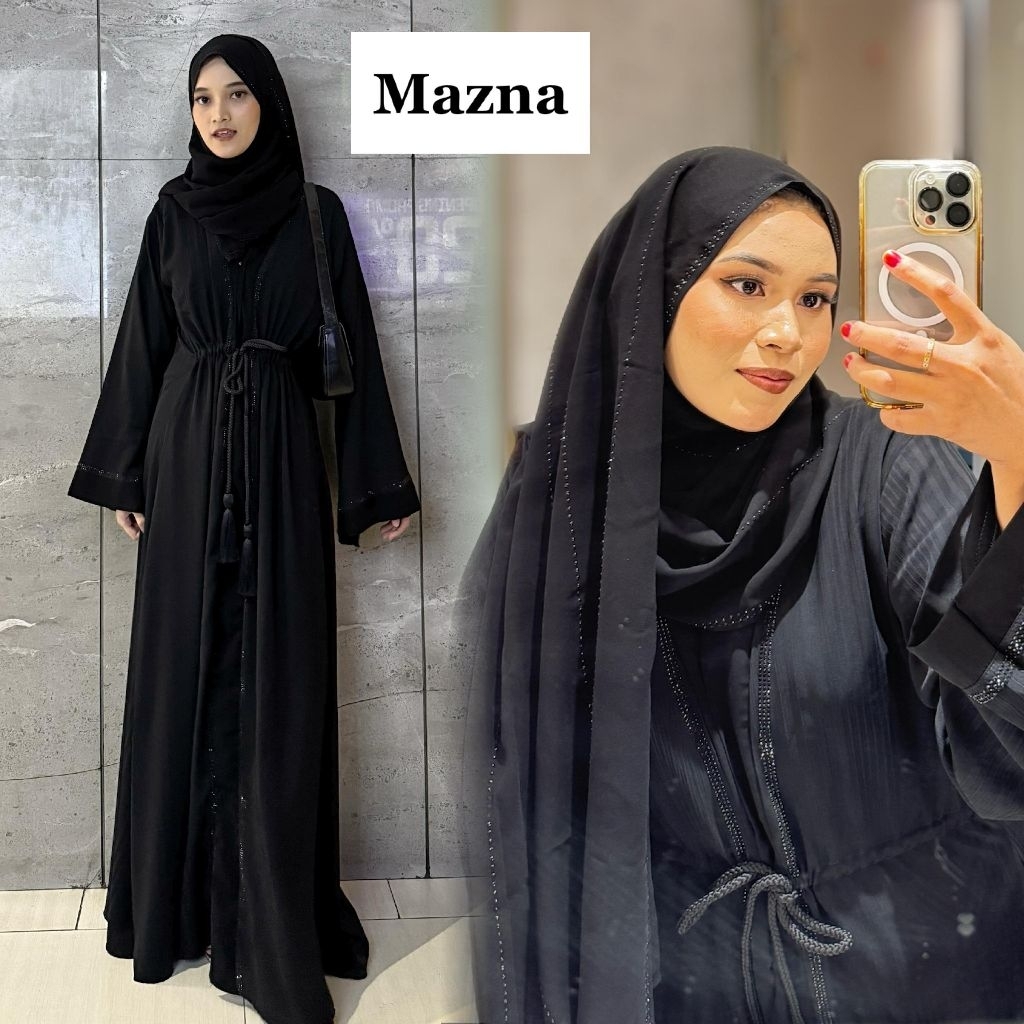 Abaya Hitam Mazna Gamis Muslimah Terbaru Dress Wanita Abaya Remaja Gamis Jalabia Abaya Kekinian Terb