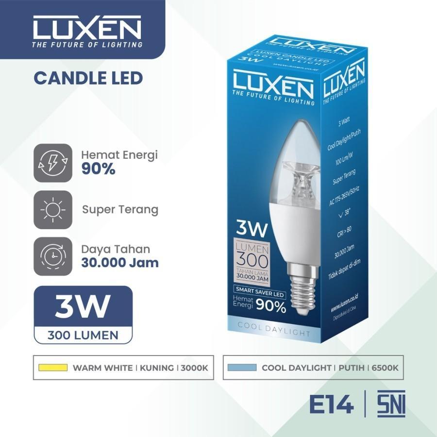 LED Candle 3W E14 LUXEN Crystal-3000K/WarmWhite
