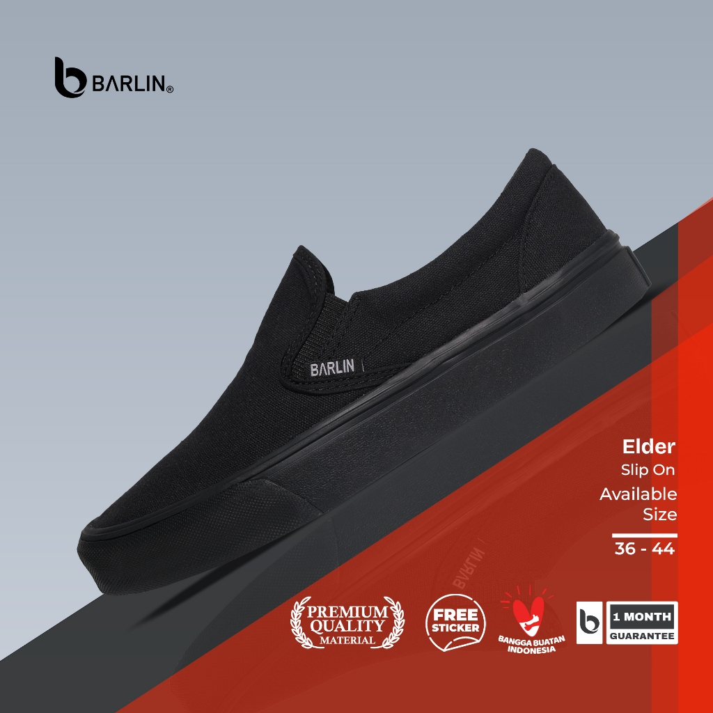 BARLIN - Sepatu Slip On Pria Wanita - Elder All Black