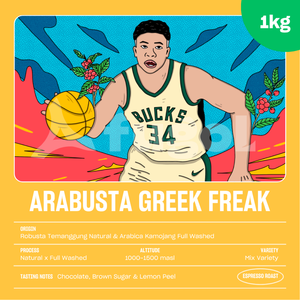 

Kopi Espresso Blend Kopi Susu Arabica Robusta PREMIUM (1 KG) ARABUSTA GREEK FREAK