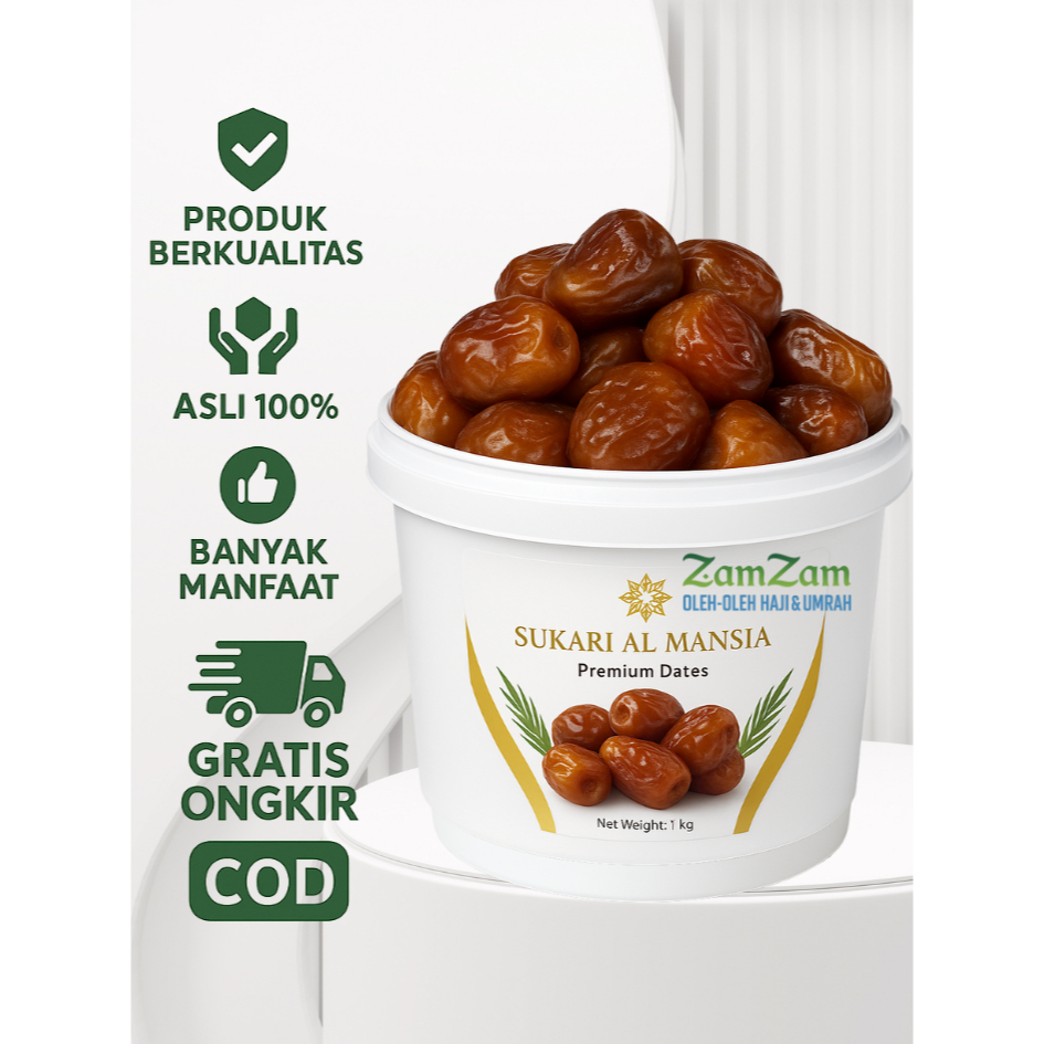 

KURMA SUKARI AL-QASSIM MADINAH KEMASAN EMBER / Kurma Sukari Ember Premium Kualitas 100% Asli Sukari