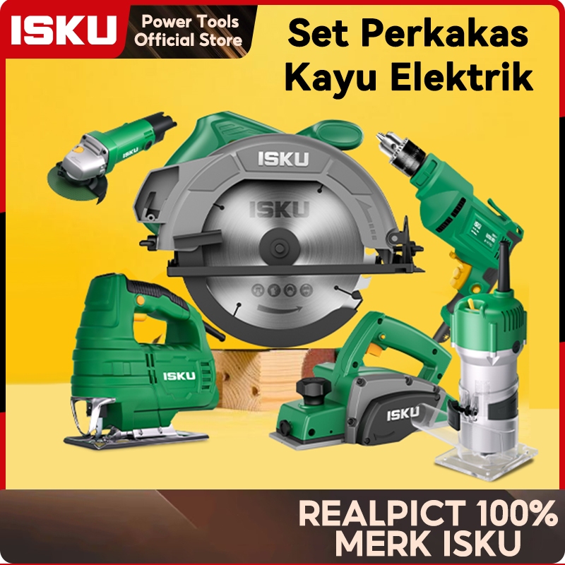 BISA COD【Set perkakas kayu elektrik】ISKU Mesin Gergaji Multifungsi Circular Saw 7 ''/Mesin Gergaji k