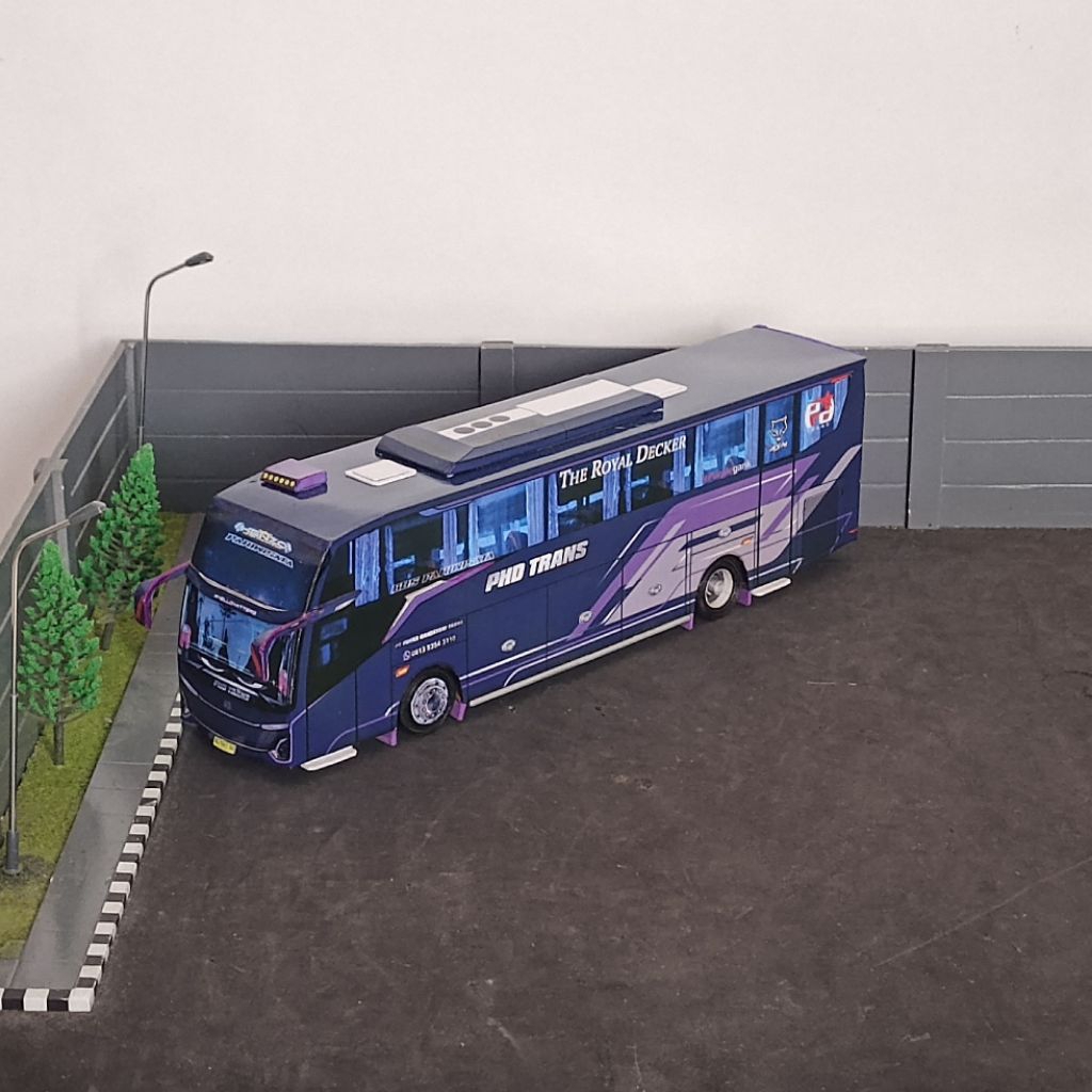 miniatur bus papercraft skala 43 thd trans kenzo