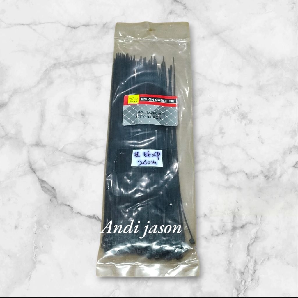 

KABEL TIE RUSH HITAM PANJANG 200MM TEBAL 3MM ISI 100PCS