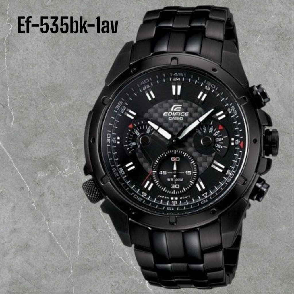 Jam Tangan Pria Merk Edifice FullSet Type : EF-535BK-1AVDF Baterai