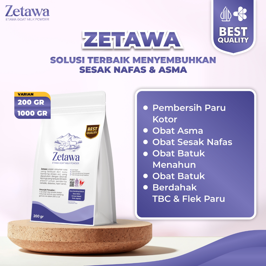 

003 - ZETAWA Solusi Atasi Asma Sesak Nafas Batuk Berdahak - Susu Kambing Etawa Bubuk Asli 100% Murni Original