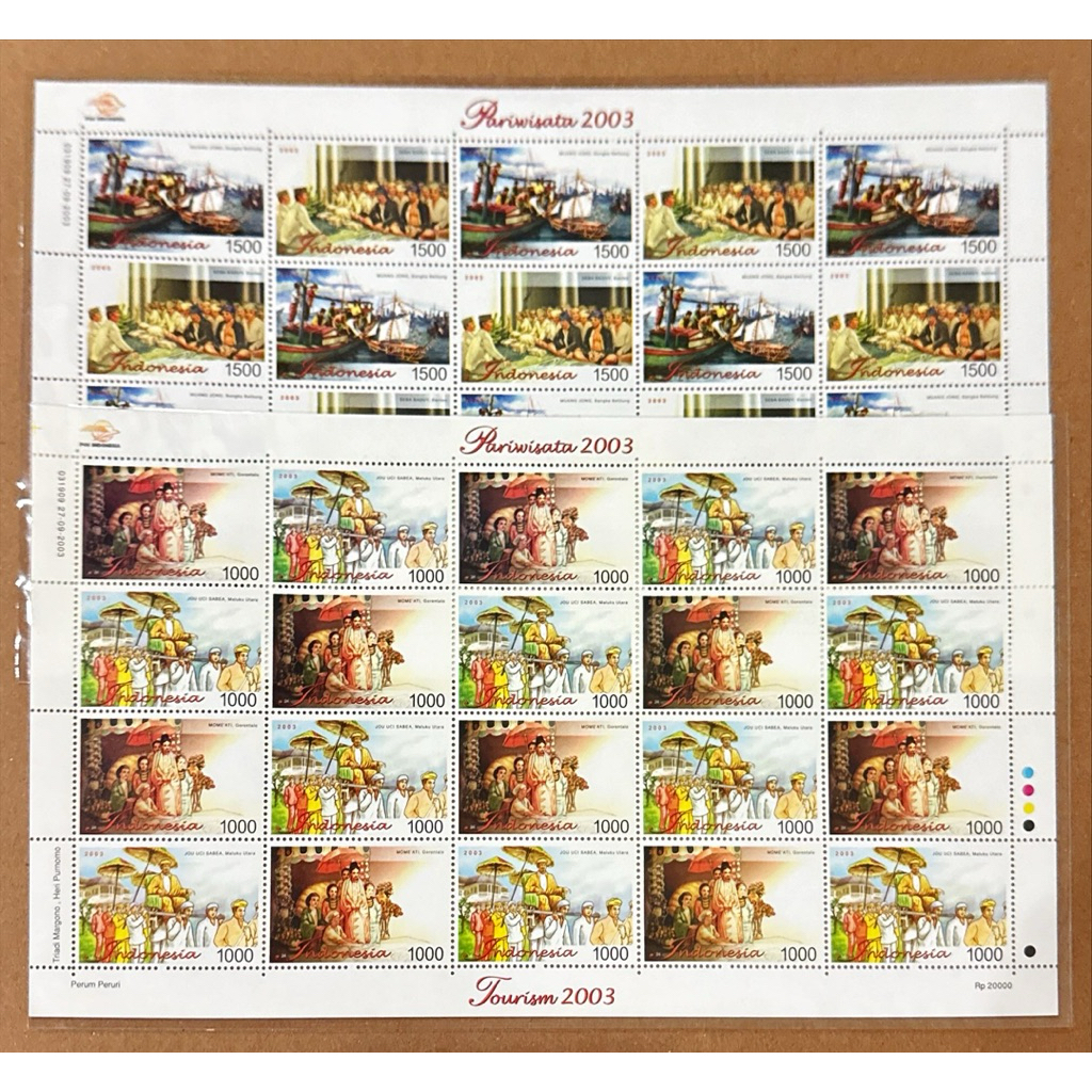 

(FA) PRANGKO INDONESIA 2003 FULL SHEET PARAWISATA (COMPLIT SET 20 SERI) MNH.