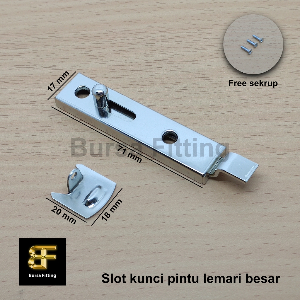 Grendel pintu lemari tekuk besar 3 inch / slot kunci bengkok pintu lemari