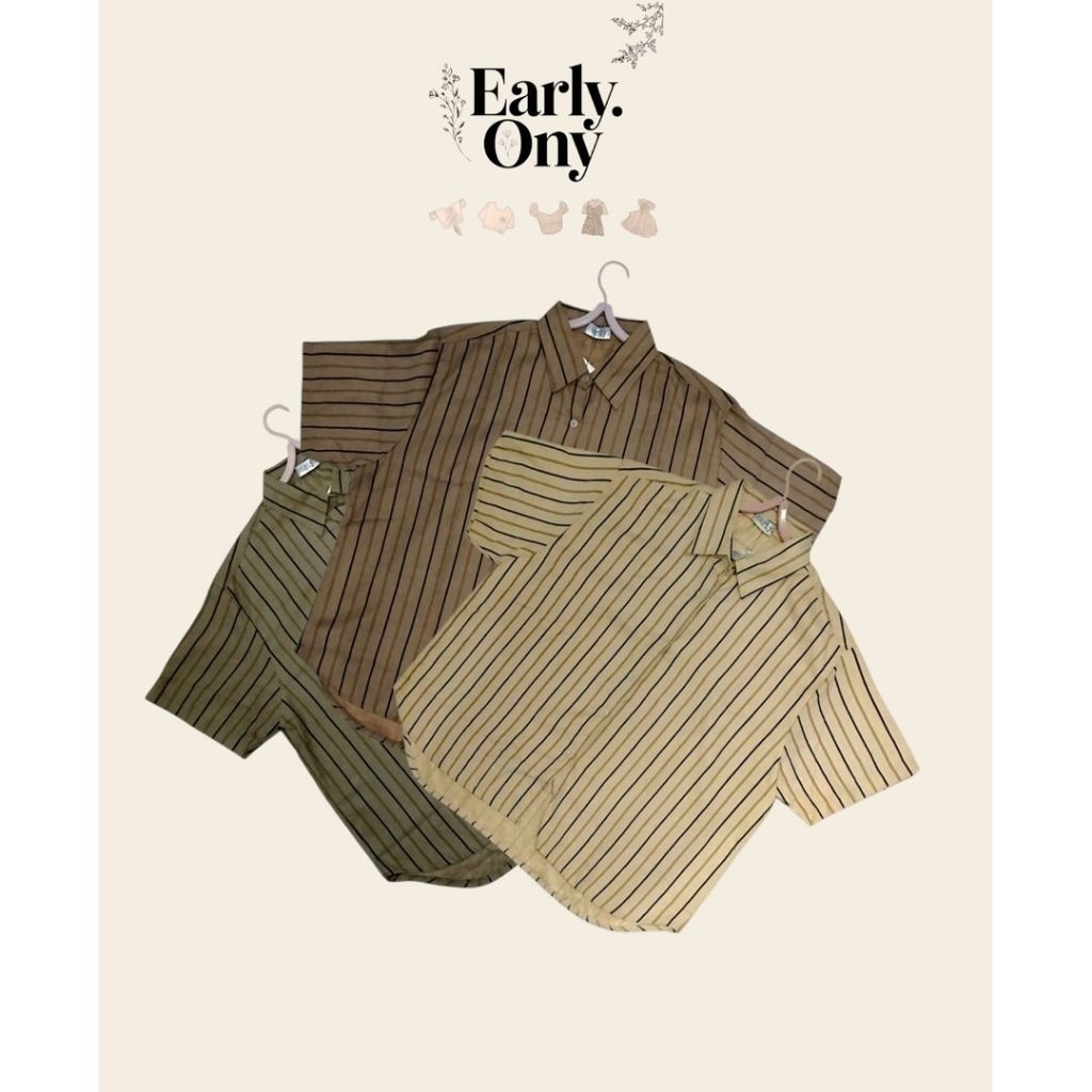 Kemeja Wanita Garis Vertikal | Kemeja Oversize Cewek Casual | Kemeja Cewek Loose Fit | Kemeja Casual