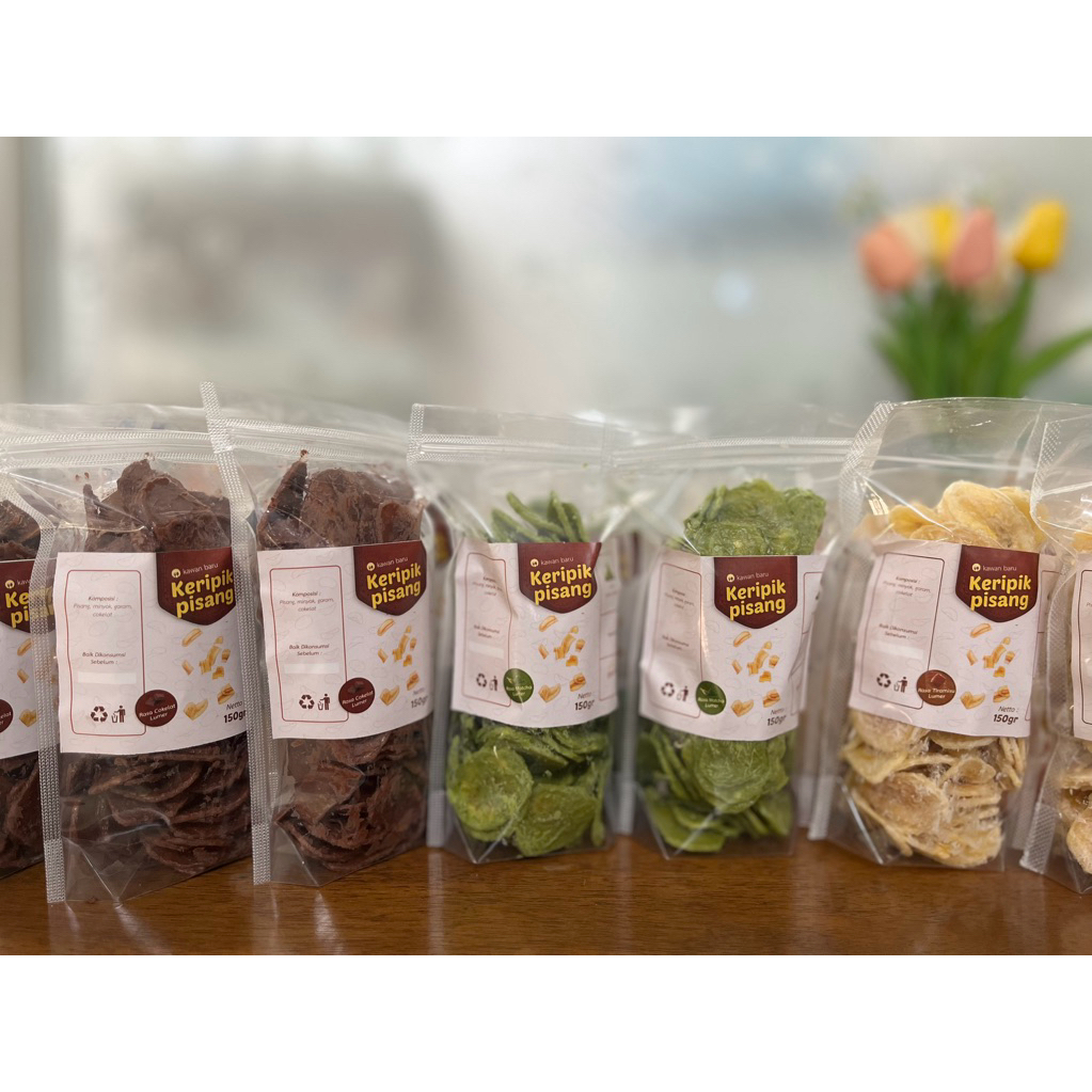 

Keripik Pisang Cokelat Lumer Murah Enak dan Kriuk Renyah Ukuran 150gram, dengan 3 varian rasa.