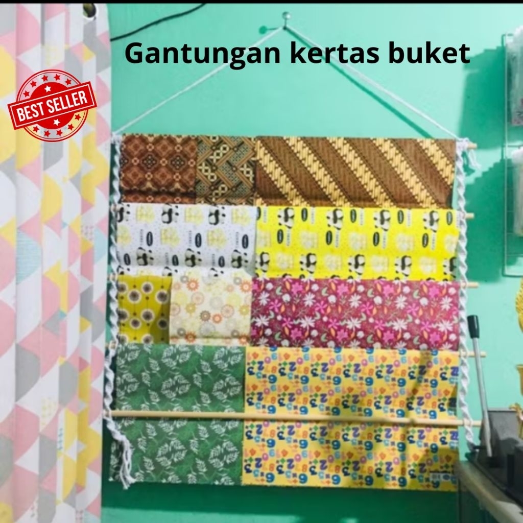 

Gantungan Kertas Buket Cellophane 8 susun/ Rak kertas Buket Wrapping