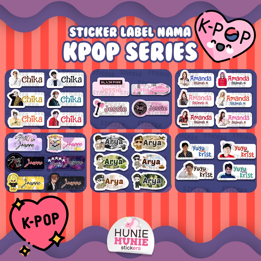 

Sticker Nama Custom - KPOP K-Pop SERIES (100pcs) Girl Band Boy Band Stiker - Black Pink Stray Kids BTS Twice SJK Joong Ki G-Idle