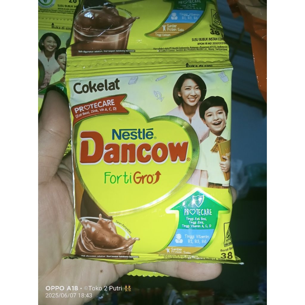 

Dancow susu Bubuk coklat ECER kmsan sachet 38gr