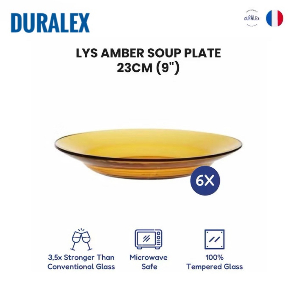 Duralex - Piring Duralex Coklat Polos - Piring Berkualitas Tinggi Made in France - Duralex Glass Amb