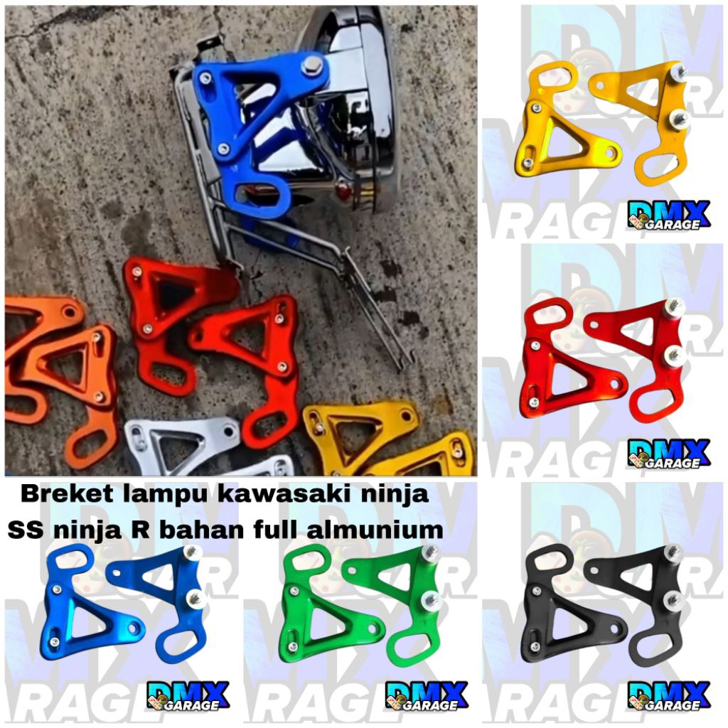 Breket lampu kawasaki ninja SS ninja R 1set. kupingan lampu Ninja Ss R bahan full almunium harga sep