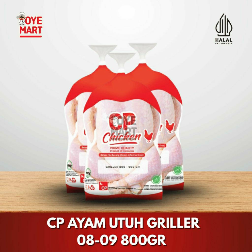 

CP Ayam Utuh Griller 08-09 800gr / Ayam Utuh Beku Halal. OyeFroz