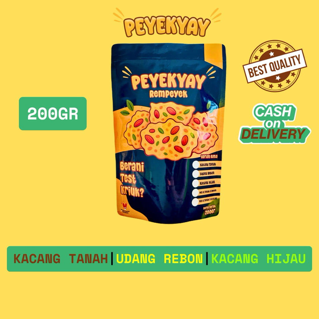 

Peyek - Rempeyek | Standing Pouch | Kacang Tanah, Udang Rebon, Kacang Hijau