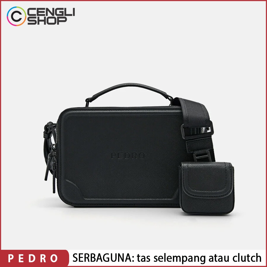 TAS SELEMPANG PRIA PEDRO SLING BAG CLUTCH ORIGINAL BRANDED TERBARU HITAM PM040
