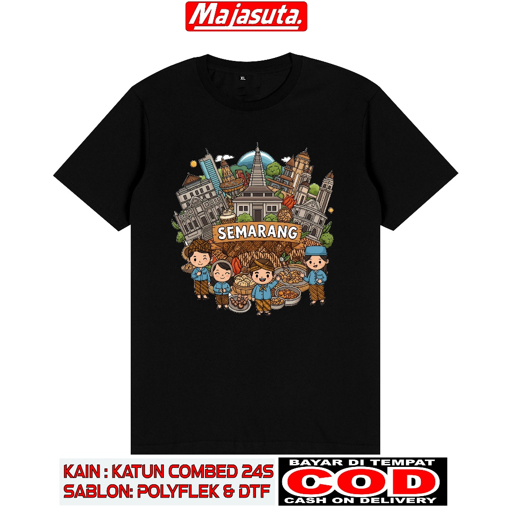 KAOS SOUVENIR OLEH OLEH SEMARANG LAWANG SEWU BAHAN KATUN COMBED 24S TEBAL DAN HALUS