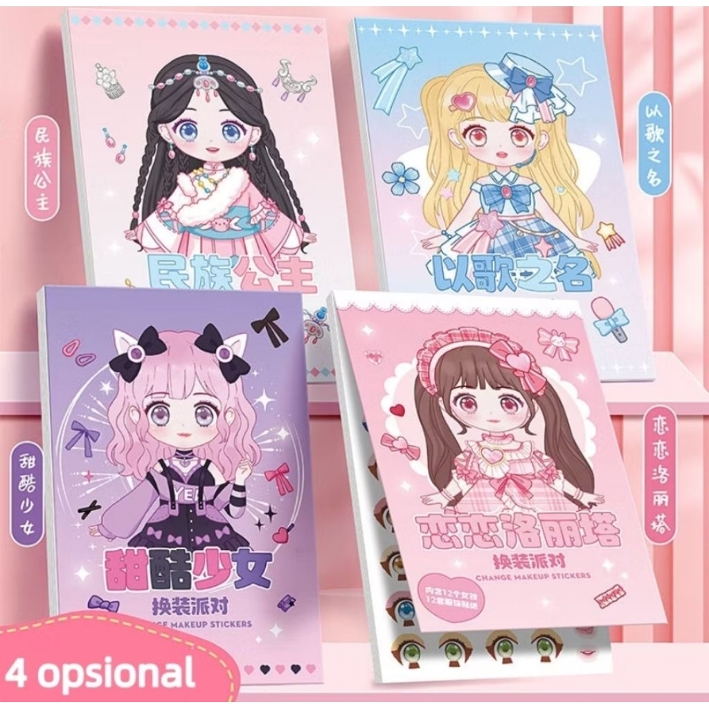 Stiker dress of book  /stiker dandan anak perempuan / buku stiker DIY fashion / buku stiker make up 
