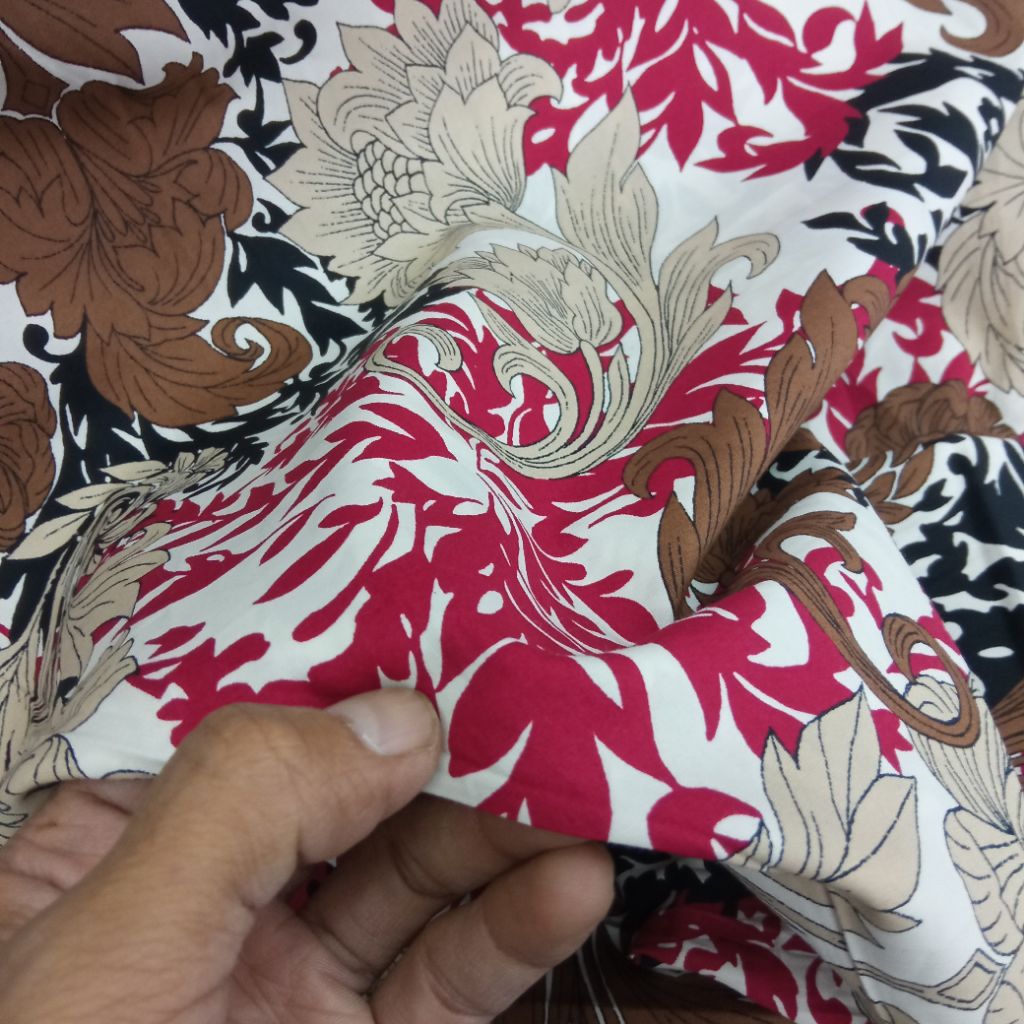 KAIN KATUN POPLINE BATIK COKLAT MERAH PREMIUM GARMENT