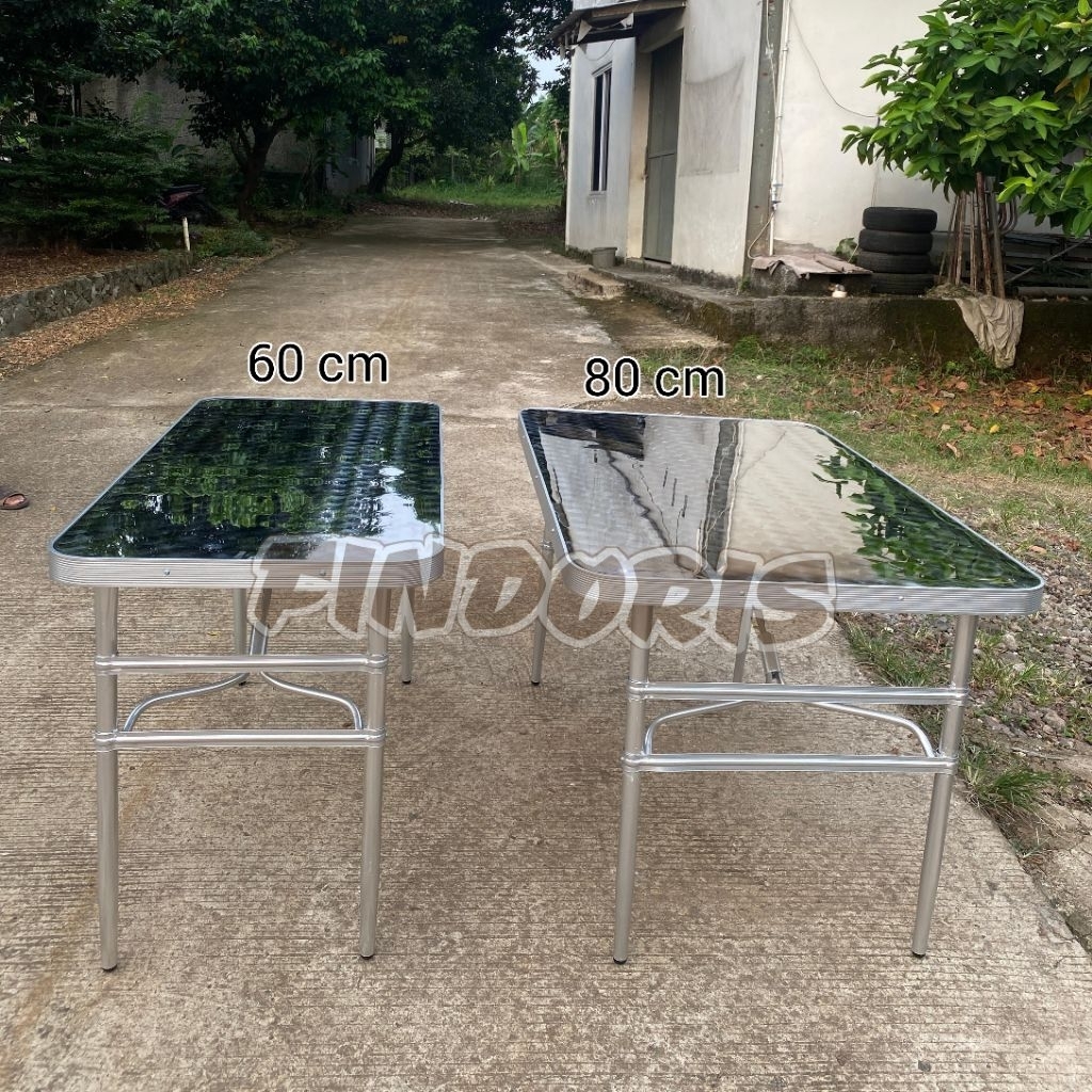 meja lipat stainless 120 x 80 cm meja kaki lipat aluminium meja stainless meja kafe kantin meja outd