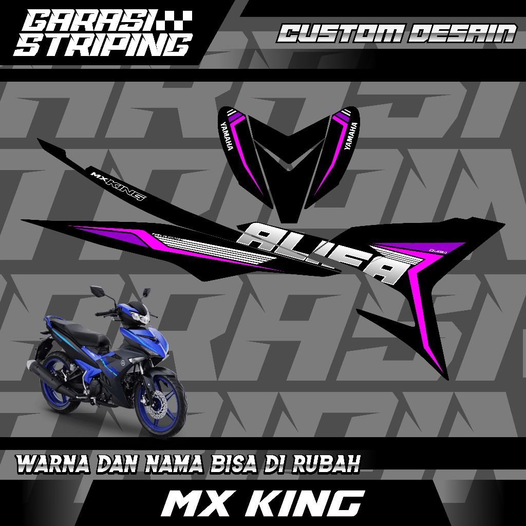 STRIPING CUSTOM VARIASI TRANSPARAN MX KING  STICKER VARIASI MOTIF TERBARU KEREN PINK UNGU